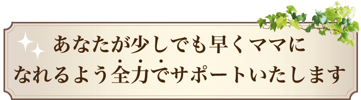 あなたが少しでも早くママになれるよう全力でサポートいたします
